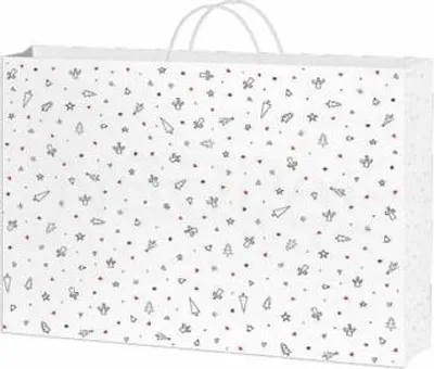 Zdjęcie produktu dla Biała Torba Świąteczna 500x180x390 Choinki