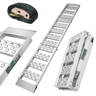 Produktbild von TRUTZHOLM 1x Auffahrrampe 2-fach klappbar 198cm Traglast 340kg Alu grau gelocht Rampe Verladerampe
