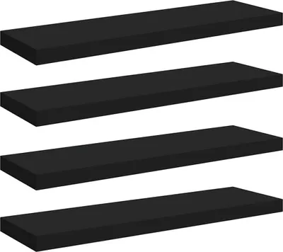 Obrázok produktu pre vidaXL Závesné police 4 ks čierne 80x23,5x3,8 cm MDF