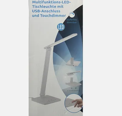 Produktbild von Schreibtischlampe weiß LED Nachttischlampe Tischlampe Touch Dimmbar USB Ladefunktion