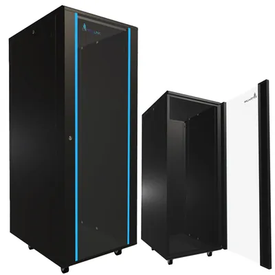 Productafbeelding van Extralink 32U 600 × 800 mm Zwarte Staande Serverkast, Zwart, voor Netwerkapparatuur