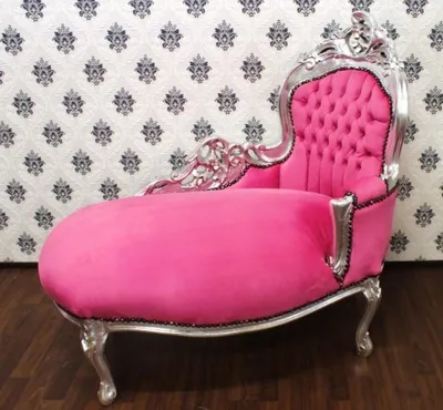 Produktbild von Casa Padrino Barock Kinder Chaiselongue Rosa / Silber - Recamiere im Antik Stil - 101 x 51 x 93 cm