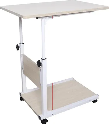 Obrázok produktu pre Počítačový stôl, výškovo nastaviteľný, mobilný odkladací stolík, biely javor