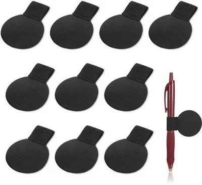 Obrázek produktu pro Sada 10 kusů držáků na pera zPolyuretankůže, samolepicí, na zápisník, tablet, černá