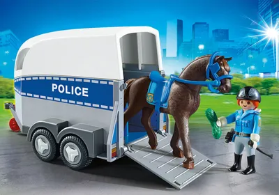Image de PLAYMOBIL city action 6922 policiere avec cheval et remorque