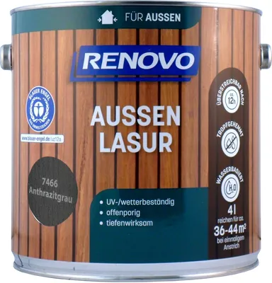 Produktbild von 4L Renovo Wetterlasur/ Aussenlasur wb. Nr.7466 Anthrazitgrau
