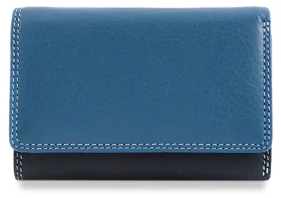 Immagine prodotto di Portafoglio da donna Visconti in vera pelle, colore blu, con protezione RFID, dimensioni 12x8 cm