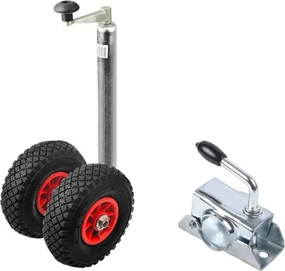 Produktbild von Zwillingsstützrad 300Kg 48mm Luftreifen Doppel Stützrad inkl. Stahl Klemmschelle