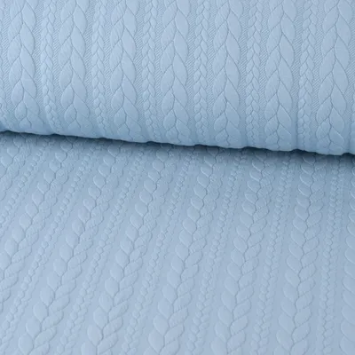 Produktbild von Bekleidungsstoff Meterware Cably Zopfmuster einfarbig hellblau 1,5m