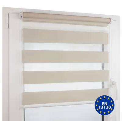 Produktbild von Deco4Me Doppelrollo Klemmfix ohne Bohren – Sicht- und Sonnenschutz in einem – Beige, 110 x 160 cm