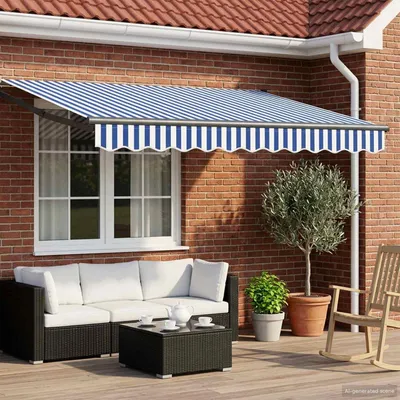 Produktbild von vidaXL Elektrische ausziehbare Markise Blau und Weiß 2,5 x 2 m