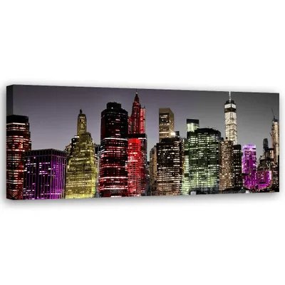 Produktbild von Leinwandbild Bunte Wolkenkratzer 150x50 Feeby Bunt bild für die wand bereit zum aufhängen