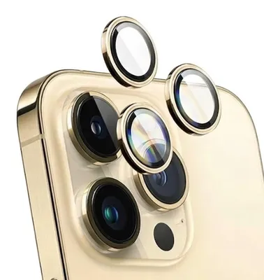 Productafbeelding van Force Glass, glazen beschermfolie voor de achtercamera van de iPhone 15 Pro/15 Pro Max/14 Pro/14 Pro Max, goudkleurig