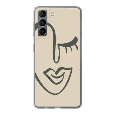 Produktbild von MuchoWow® Handyhülle Schutzhülle Hülle für Samsung Galaxy S21 Frau - Gesicht - Kunst Silikon Softcase Handy Hülle - Softcase