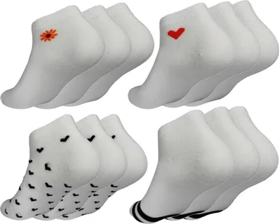 Produktbild von 12 Paar Damen Sneaker Socken mit Muster Baumwolle, 12 Paar, Mix2 35-38