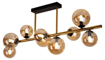 Produktbild von LED Deckenleuchte, Kugeln, Glas amber, messing, L 87 cm