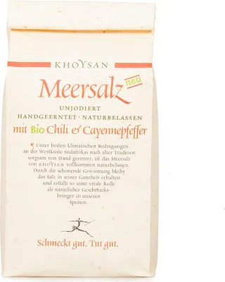 Produktbild von Meersalz mit  Chili und Cayennepfeffer Nachfüllpackung 1000g von Khoysan