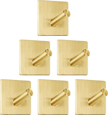 Produktbild von Handtuchhalter ohne Bohren - Klebehaken - 6 Stück - Gold - Edelstahl