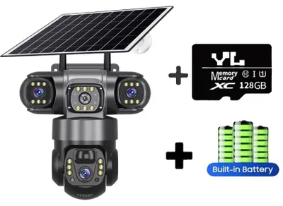 Immagine prodotto di Telecamera di sicurezza, risoluzione 15 MP, alimentazione solare, scheda da 128 GB