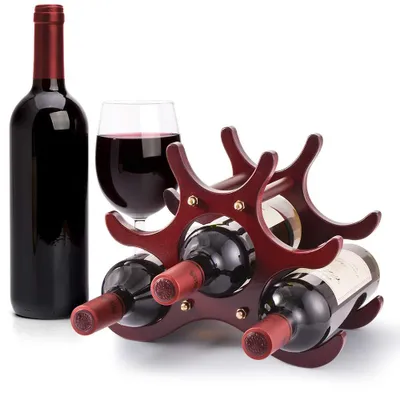 Weinregal aus Naturholz, 6 Flaschen, 27,5x16x22 cm, Braun