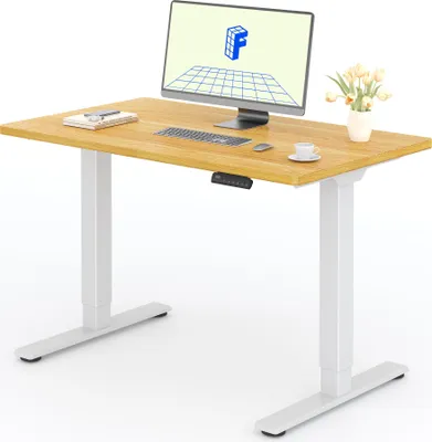 Produktbild von FLEXISPOT Elektrisch höhenverstellbarer Schreibtisch 120x80cm 100KG Tragkraft, Doppelmotor, 4 Memory Funktion, 25mm Einteilige Tischplatte (Ahorn)