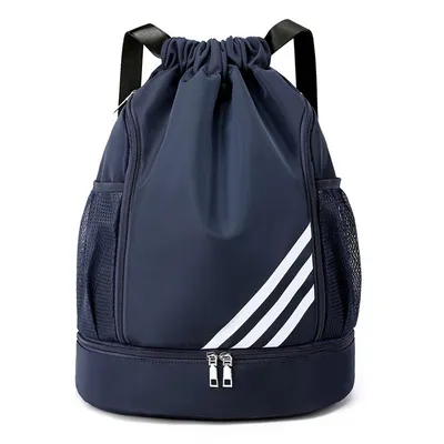 Produktbild von Turnbeutel Mode Sport Rucksäcke Kordelzug Turnbeutel Große Kapazität Wasserdicht Rucksack mit Bodenfach und Kordelzug Dunkelblau