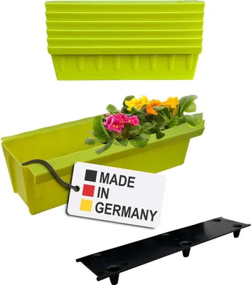 BURI 6 Euro Paletten Blumenkästen Einsätze inkl Bewässerungsmatte mit Hängesystem zum Einhängen 373mm Hellgrün Pflanzkasten für Europalette Palette Balkonkasten Blumentopf extrem stabil
