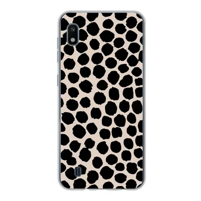 Produktbild von MuchoWow® Handyhülle Schutzhülle Hülle für Samsung Galaxy A10 Polka dots - Schwarz - Beige Silikon Softcase Handy Hülle - Schutzhülle