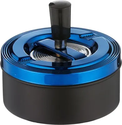 Produktbild von Angelo Schleuderaschenbecher / Drehascher schwarz/ blau-metallic, 11 cm