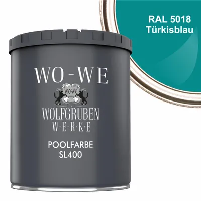 Produktbild von Schwimmbadfarbe Poolfarbe Schwimmbeckenfarbe SL400 Türkisblau ähnl. RAL 5018 - 750ml