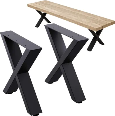 Produktbild von DanDiBo 2x Bankgestell Metall Schwarz 43 x 40 cm Bank Füße Bankbeine 96666 Bankkufen Couchtisch Tisch Beine Tischgestell