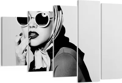 Produktbild von Bild auf Leinwand - Leinwandbild - 5 Teile - Frau Brille Jahrgang - 150x100cm - Wand Bild - Wanddeko - Wandbilder - Leinwanddruck - Bilder - Wanddekoration - Leinwand bilder - EG150x100-4457