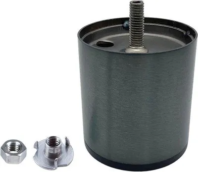 Obrázok produktu pre Čierne chrómové nožičky na nábytok, okrúhle, Ø 60 mm – sada 8 ks – kovová nožička so skrutkou M8 – výška 65 mm – vrátane podložiek