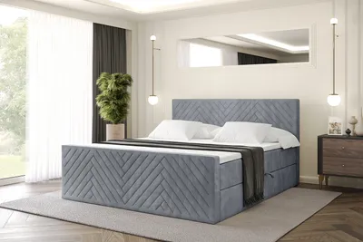 Produktbild von ALTDECOR Boxspringbett mit Matratze und Lattenrost, Topper, Polsterbett mit Bettkasten, Bett mit Stauraum H4-Matratze, Doppelbett, Boxbett  - VEXA-Z - 160x200 - Grau Casablanca