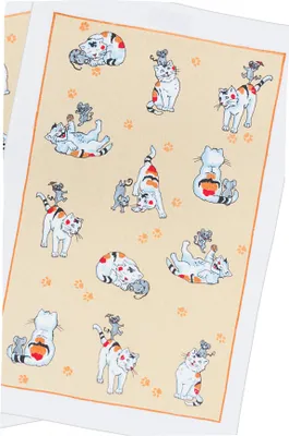 Produktbild von Kracht Frottier-Geschirrtuch im 2er-Pack Katzen 50x70 cm