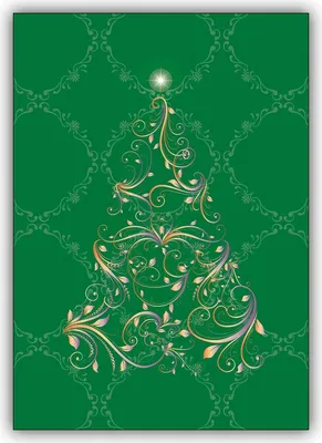 Produktbild von Edle Weihnachtskarte mit ornamentalem Weihnachtsbaum - edel elegant