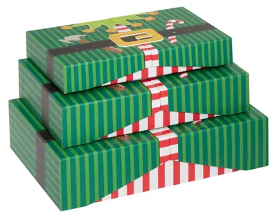 Produktbild von 3er-Set Weihnachtsgeschenkboxen mit Kobold-Motiv