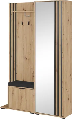 Imagen del producto de FURNLUX, armario para pasillo, modelo Nelly, acabado en roble y . Dimensiones: 131 x 40 x 192 cm. Color principal: Beige