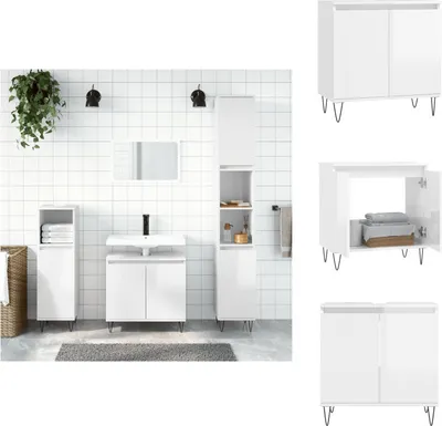 Produktbild von vidaXL Badschrank Hochglanz-Weiß 58x33x60 cm Holzwerkstoff -  Badezimmerwaschtische