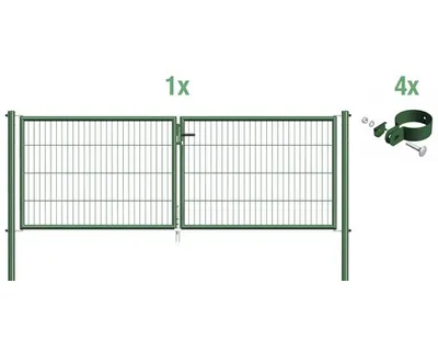 Zdjęcie produktu dla Alberts 633011 Zestaw podwójnych drzwi z pojedynczą kratą, fosforanowany cynkowo na zielono, 2988x750 mm