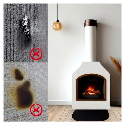 Produktbild von Feuerfeste Kaminmatte, 80 x 50 cm, Funkenschutzplatte für Kaminofen, Bodenschutzmatte für Kamine, Schutz des Bodens vor Funken