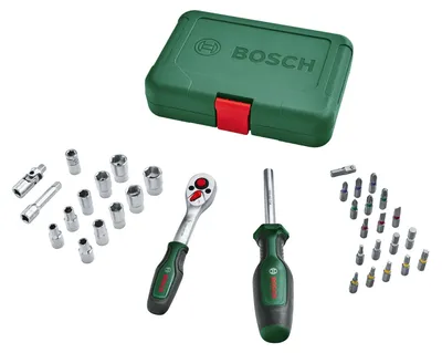 Zdjęcie produktu dla Zestaw nasadek i kluczy nasadowych Bosch, ¼ cala, 34-częściowy (wysokiej jakości i wszechstronny)