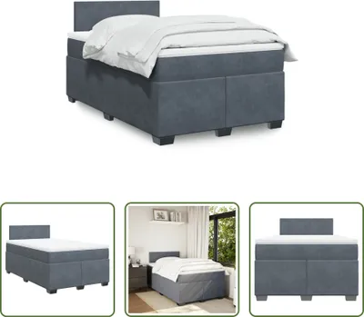 Produktbild von The Living Store Boxspringbett mit Matratze Dunkelgrau 120x190 cm Samt