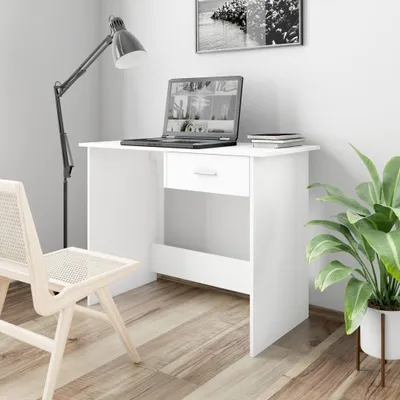 Image de Maison Exclusive - Bureau blanc 100x50x76 cm Matériau dérivé du bois