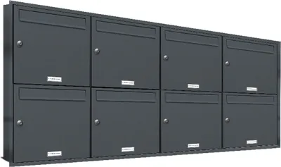 Produktbild von 8er Briefkasten Anlage Unterputz Montage RAL 7016 Anthrazit
