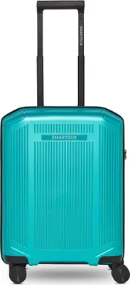 A teal metallic cabin trolley suitcase.