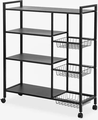 Produktbild von Küchenobstwagen mit Rädern 4 Ablagen 90x32x108cm Faris Plus