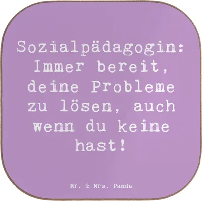 Produktbild von Mr. & Mrs. Panda Tischuntersetzer Spruch Sozialpädagogin Helferherz - Lavendeltraum - Geschenk, gläseruntersetzer, Untersetzer Gläser, Empathie, soziale Arbeit, Berufe