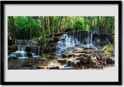 Produktbild von Bild 100x70 MDF-Rahmen Wandkunst Wald Wasserfall Natur
