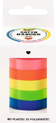 Produktbild von folia Satinbänder-Set NEON farbig sortiert 5 Bänder